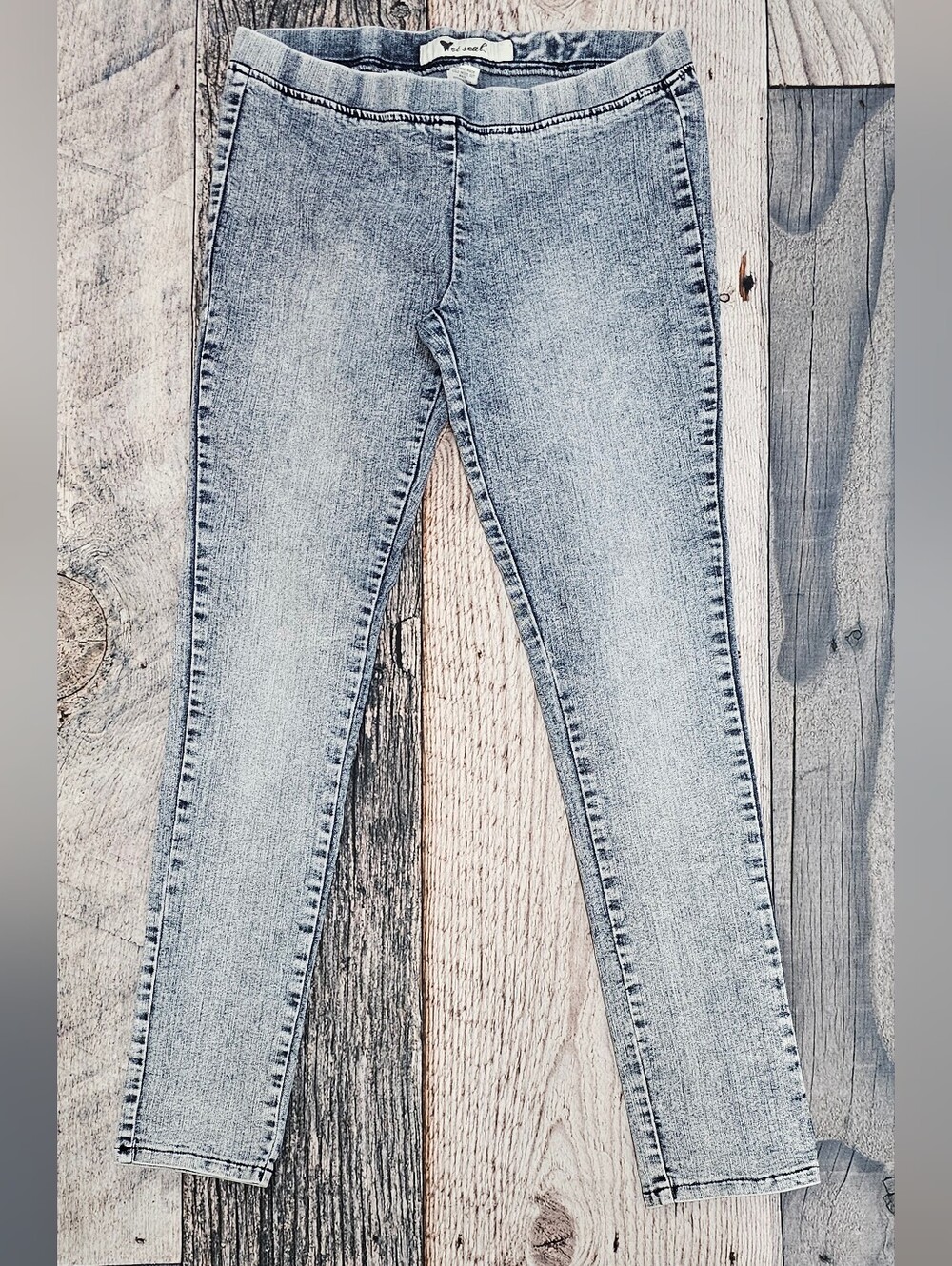 Wet Seal Acid Wash Light Blue Jeggings Women's Size XL Y2K